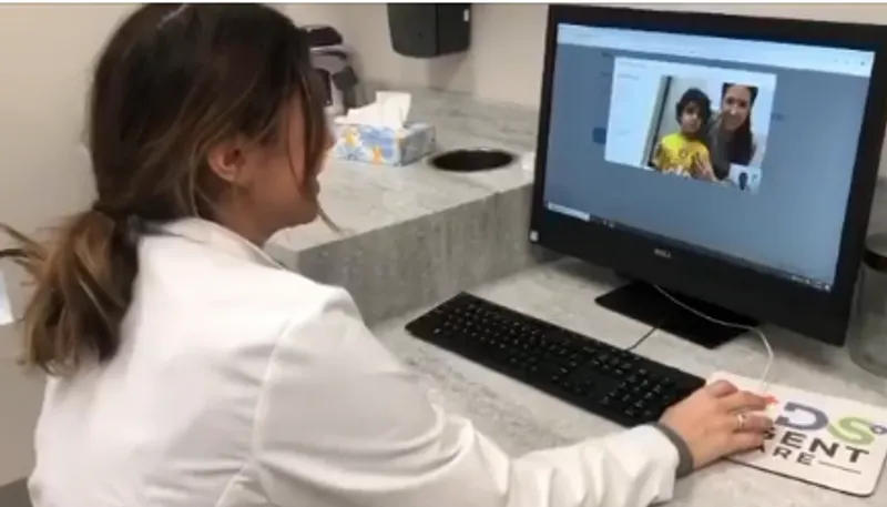 Doctor conducting a virtual telehealth visit.