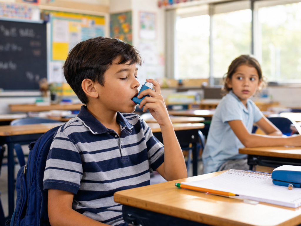School-age child with asthma symptoms common during the school day